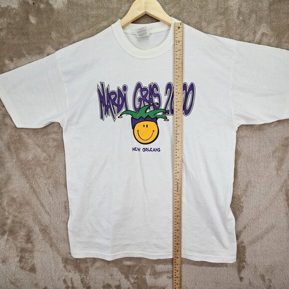 Jerzees Mardi Gras 2000 New Orleans T-Shirt Men's Size L White Graphic Print - Picture 6 of 10